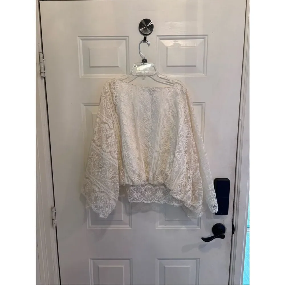 Blaque Label Boho Chic Cream Lace Peasant Blouse - Picture 3 of 6